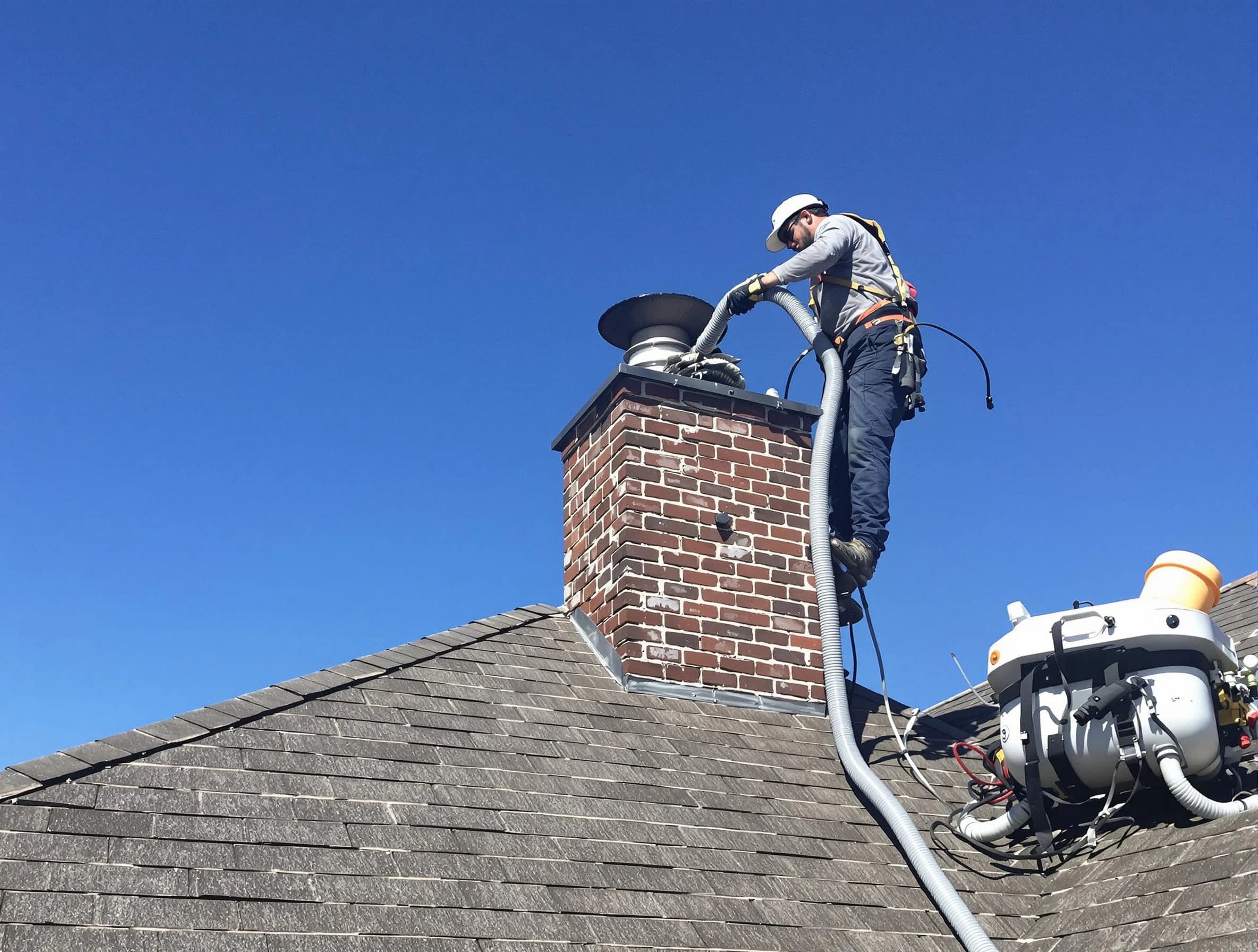 Dedicated Pleasant Grove Chimney Sweep team member cleaning a chimney in Pleasant Grove, AL