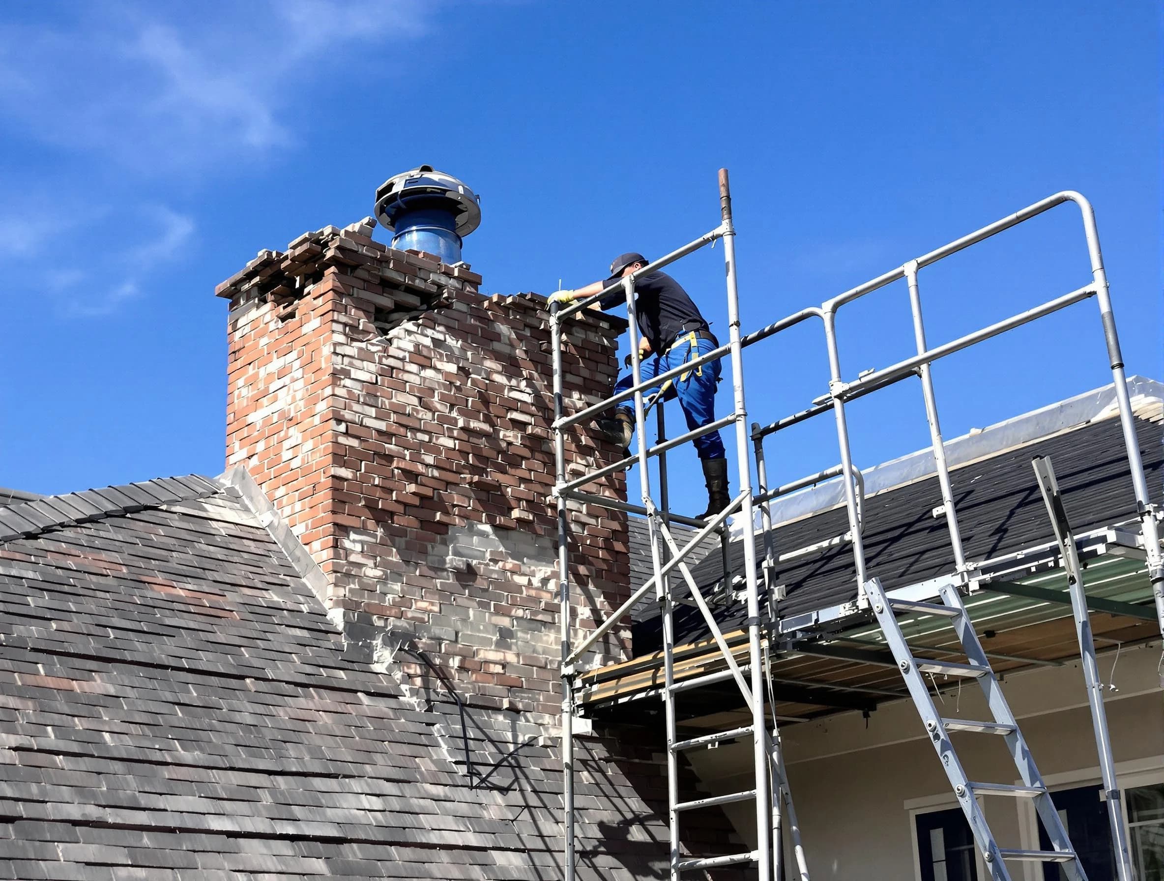Rebuilding a chimney structure by Pleasant Grove Chimney Sweep in Pleasant Grove, AL