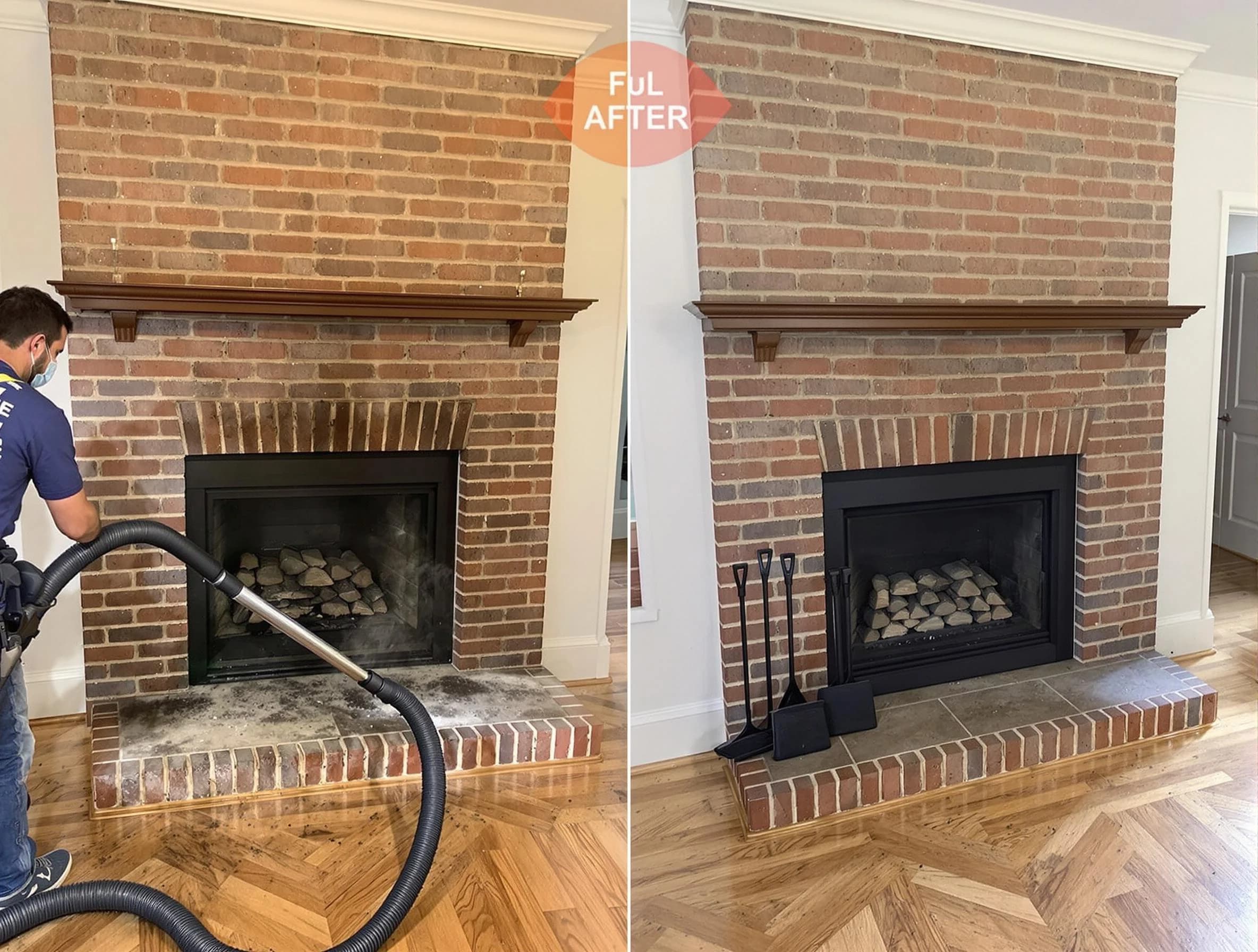 Pleasant Grove Chimney Sweep carefully sanitizing a fireplace in Pleasant Grove, AL