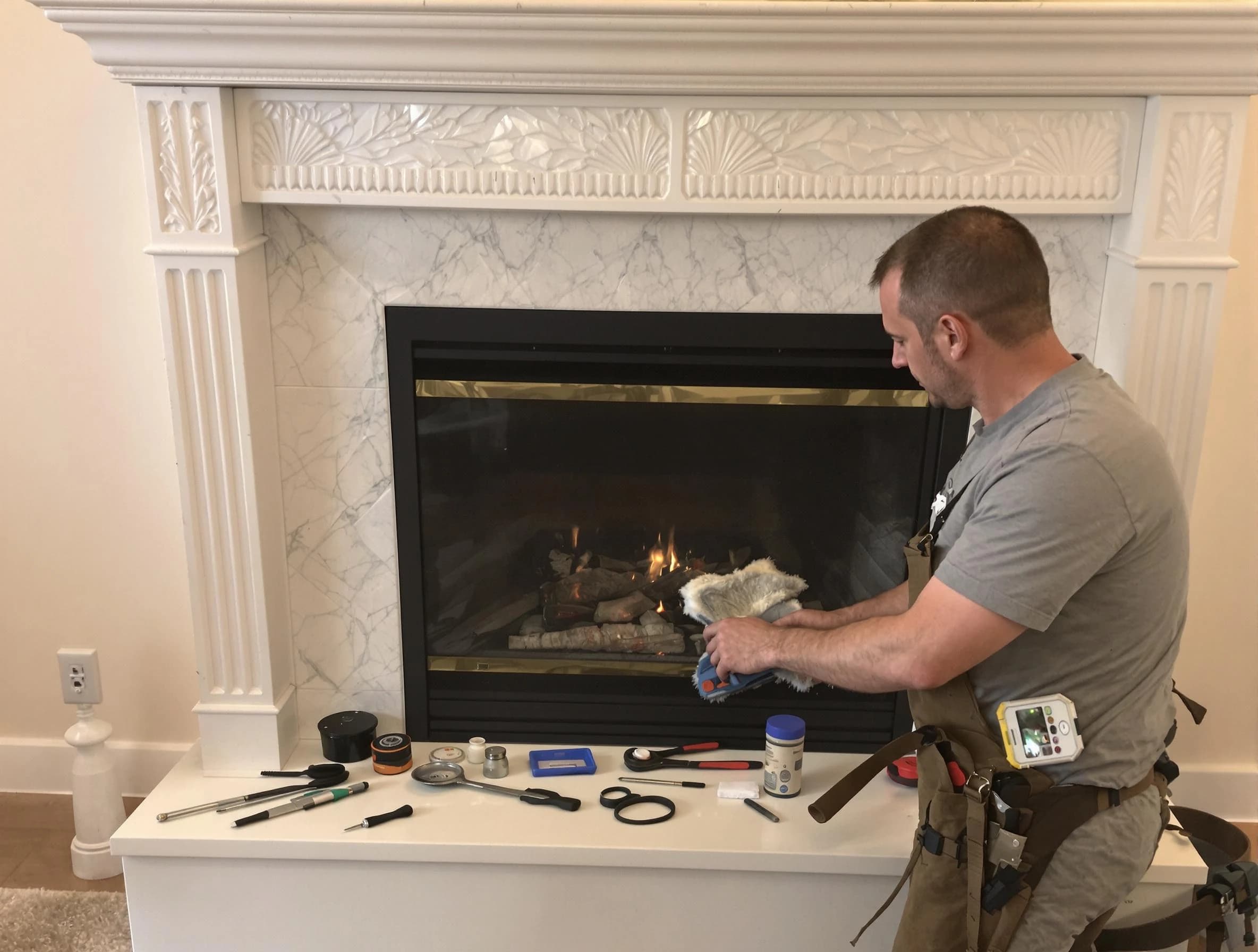Pleasant Grove Chimney Sweep performing fireplace maintenance in Pleasant Grove, AL