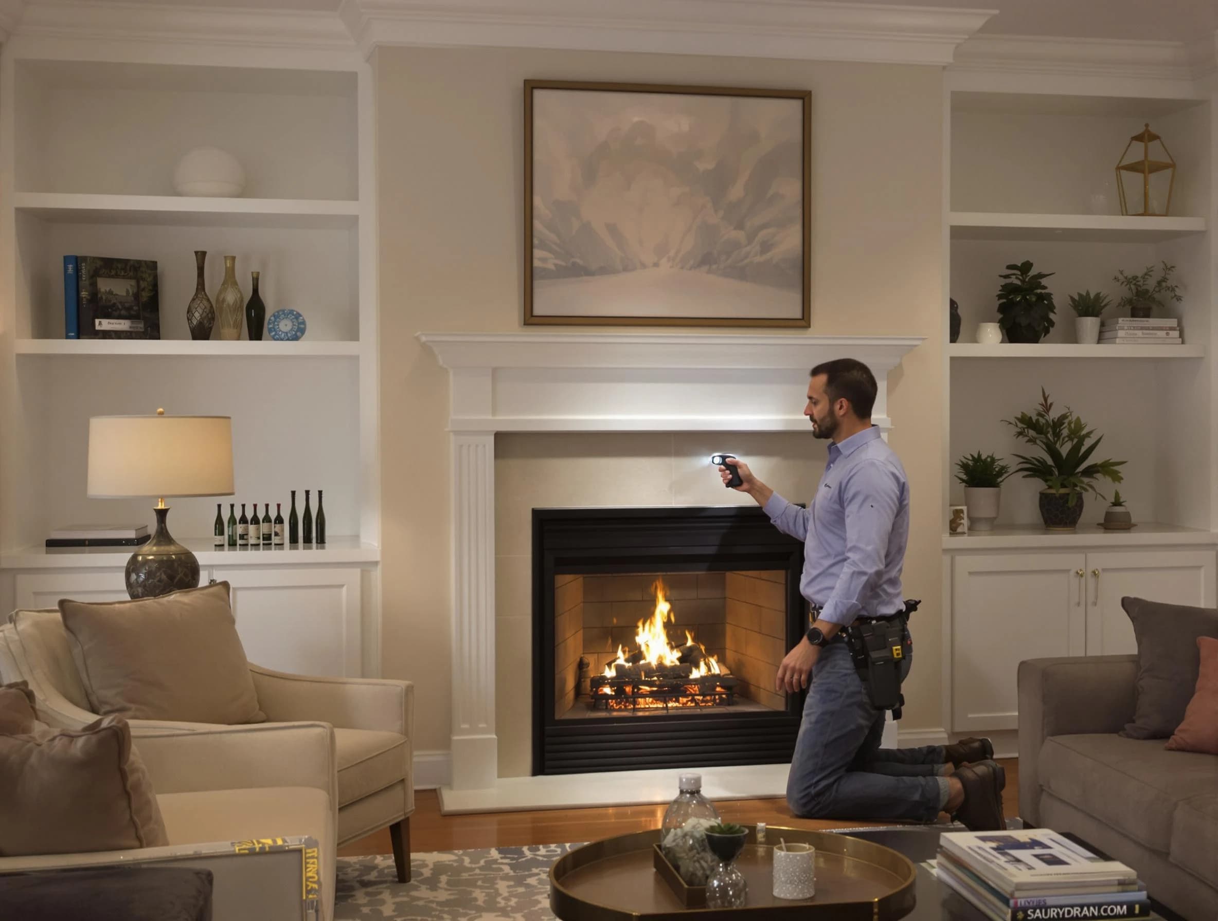 Pleasant Grove Chimney Sweep conducting a fireplace safety inspection in Pleasant Grove, AL