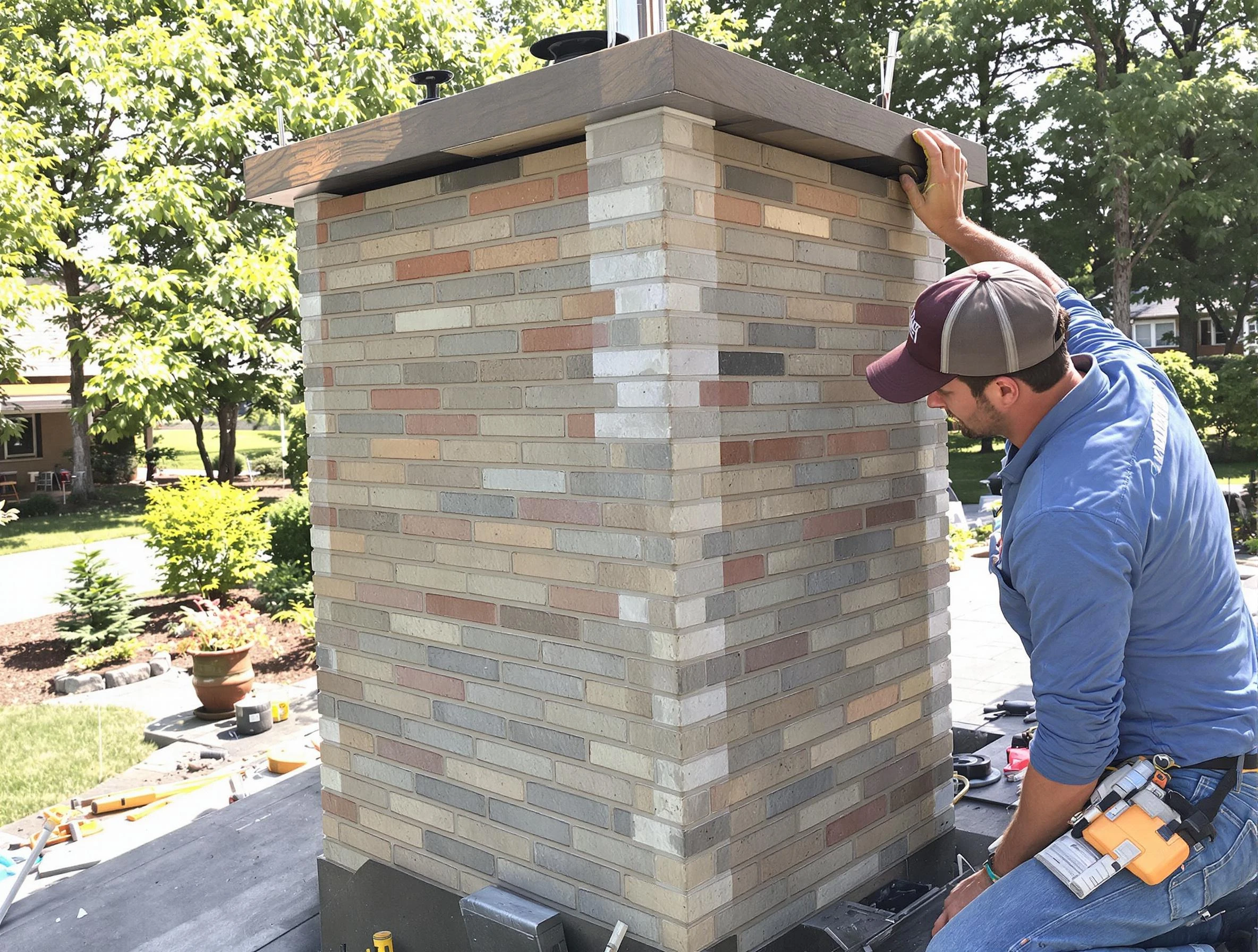 Pleasant Grove Chimney Sweep completing a modern chimney remodel in Pleasant Grove, AL