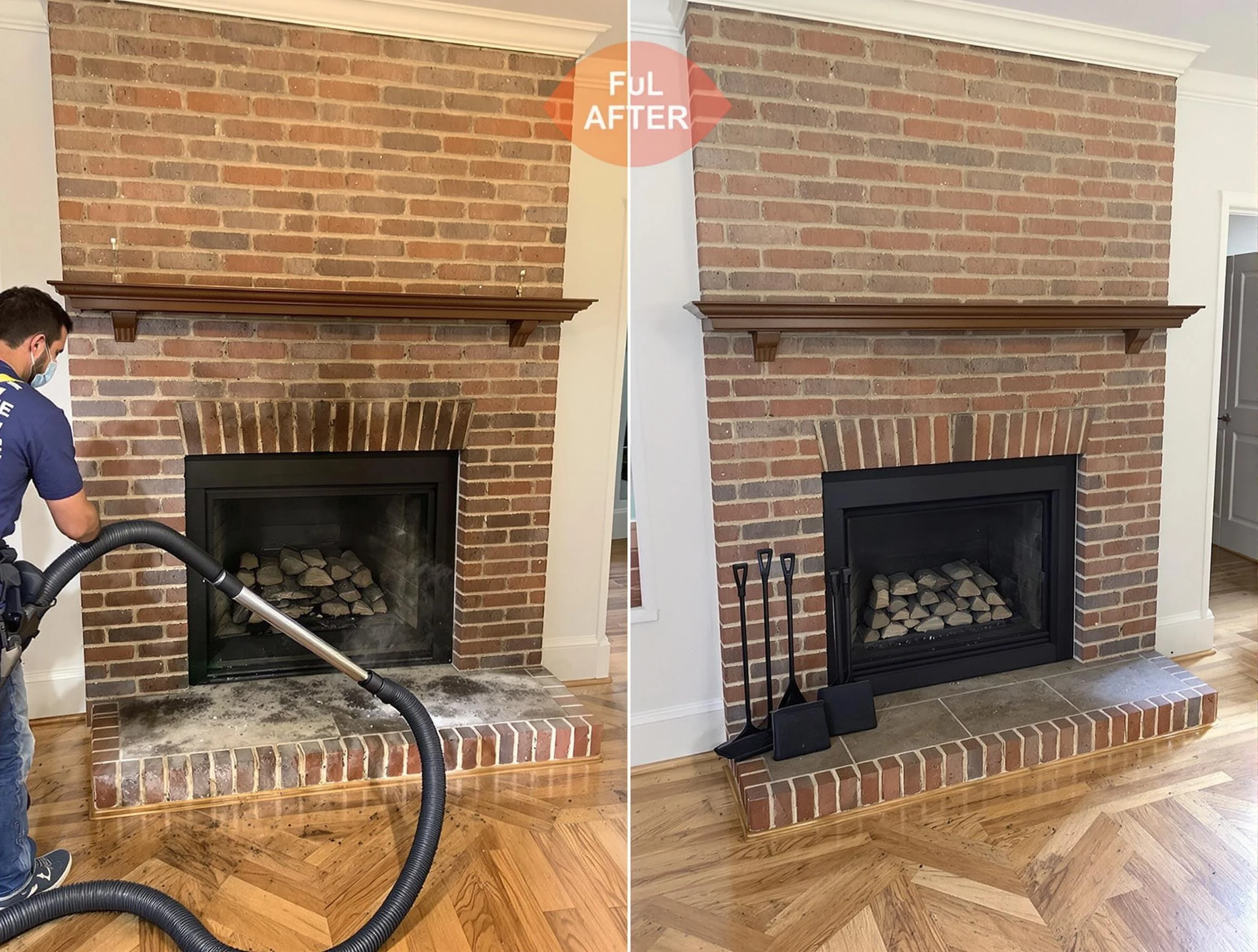 Pleasant Grove Chimney Sweep carefully sanitizing a fireplace in Pleasant Grove, AL