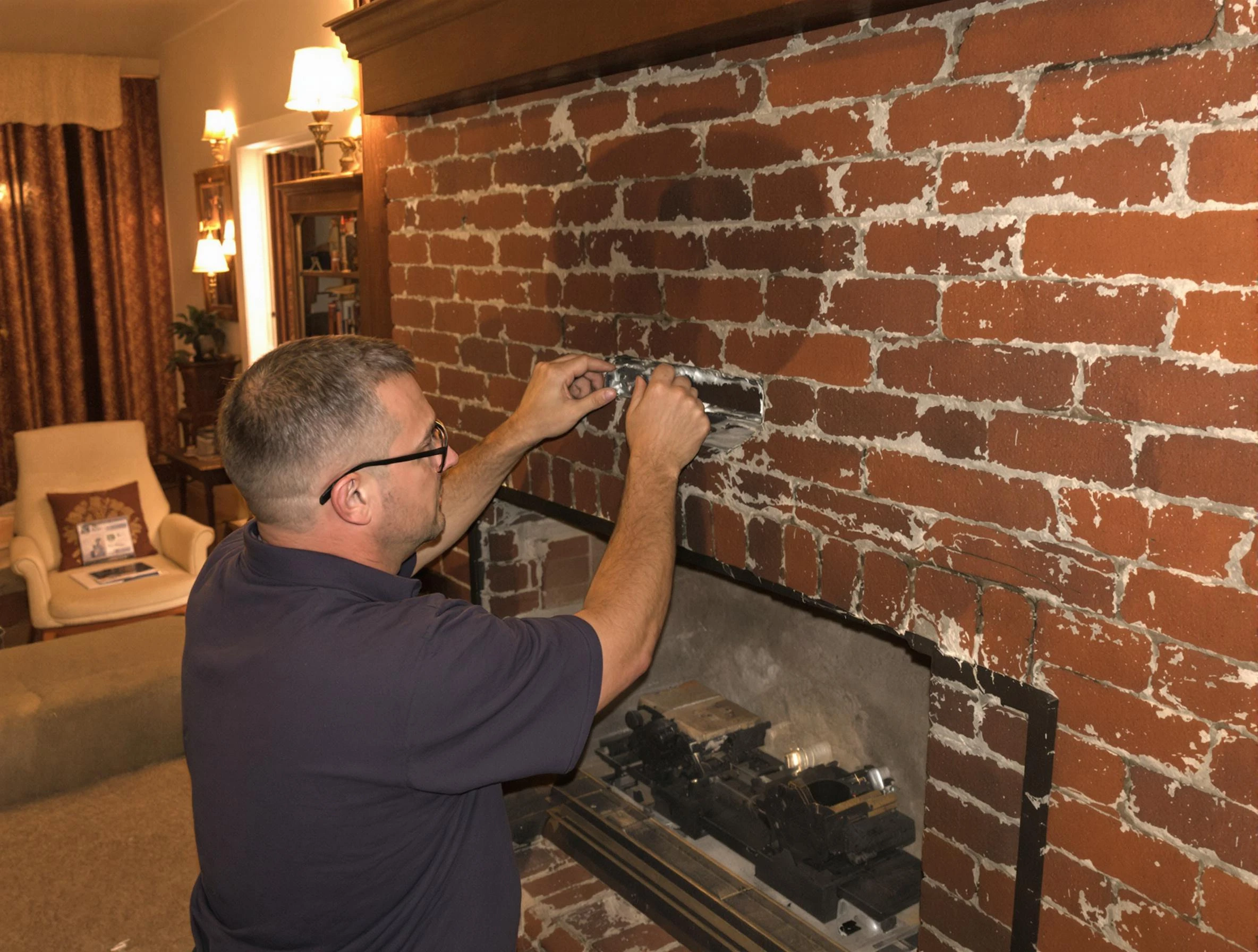 Pleasant Grove Chimney Sweep expert fixing a fireplace in Pleasant Grove, AL
